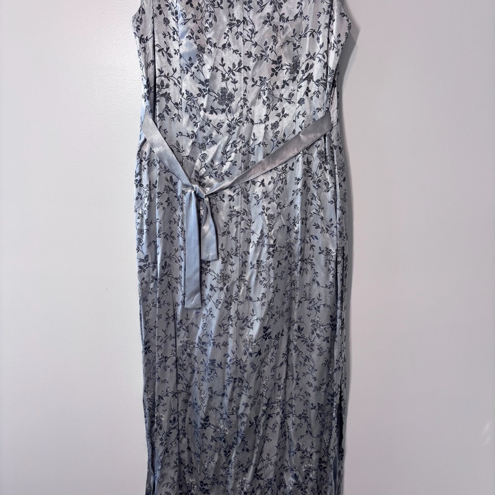 Amanda Lane Vintage Silver Floral Jacquard Satin 2 Piece Vest Pants Set Size 10 - Picture 10 of 15